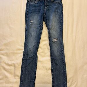 Maurices Dark Blue Distressed Skinny Jeans